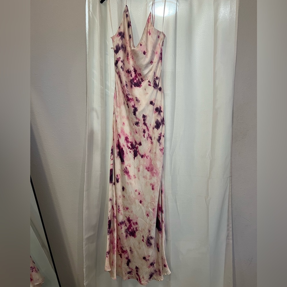 Bardot tie dye slip gown